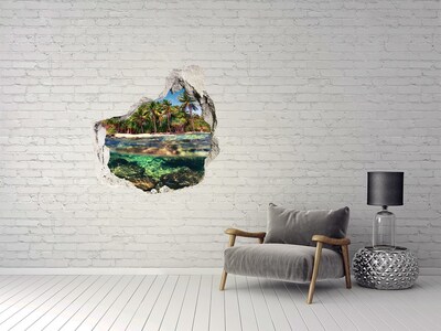 Vinilo adhesivo efecto agujero 3d para casa Paraíso tropical detrás del muro