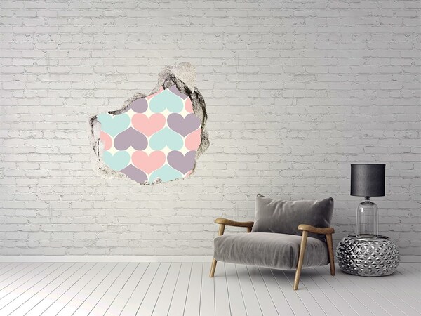 Pegatina efecto 3d pared rota decorativa Corazón en hormigón