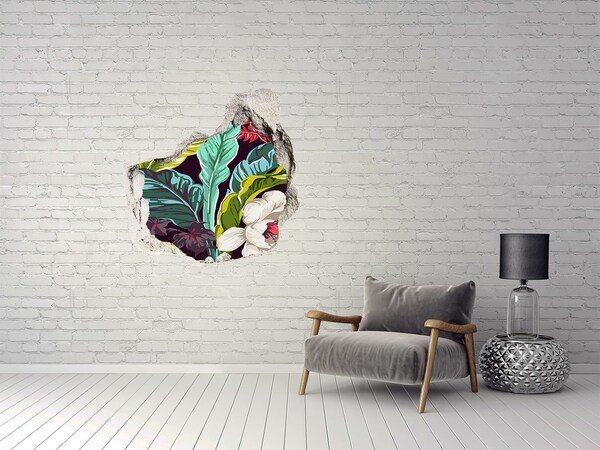 Vinilo adhesivo efecto agujero 3d para casa Jardín tropical en un agujero en la pared