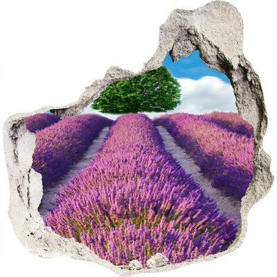 Vinilo adhesivo efecto agujero 3d para casa Campo de lavanda detrás del muro