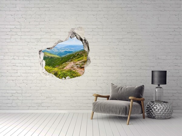 Vinilo adhesivo efecto agujero 3d para casa Paisaje de montaña con un camino