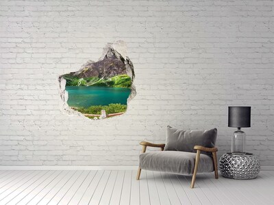 Vinilo decorativo boquete pared irregular Paisaje de montaña junto al lago