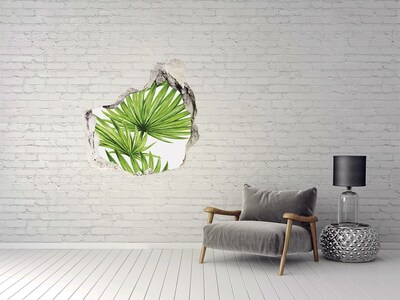Vinilo adhesivo efecto agujero 3d para casa Un oasis tropical en un agujero en la pared.