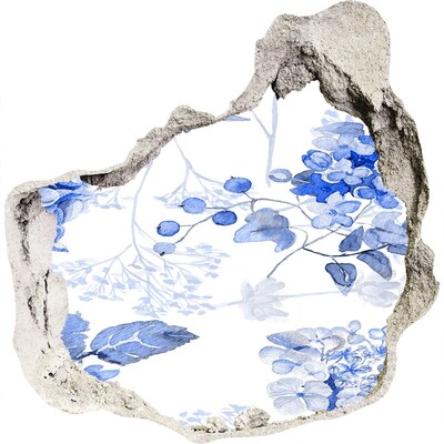 Okleina 3D dziura naklejka Kwiatowy widok przez dziurę w ścianie