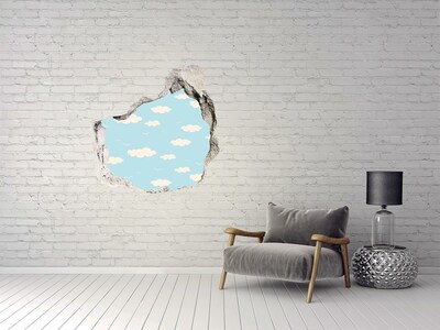 Pegatina efecto 3d pared rota decorativa Cielo azul con nubes