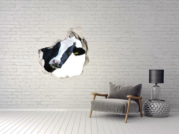 Pegatina pared rota trampantojo decorativo Vaca en un agujero en la pared