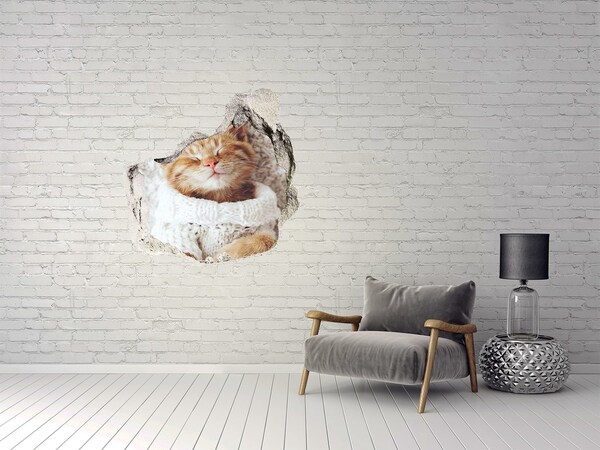 Pegatina pared rota trampantojo decorativo Lindo gato con un suéter
