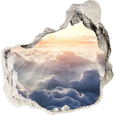 Vinilo decorativo boquete pared irregular El cielo está lleno de nubes.