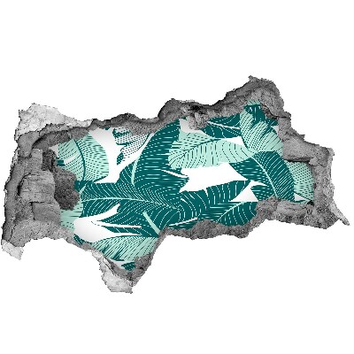 Pegatina efecto 3d pared rota decorativa Un oasis tropical en un muro en ruinas