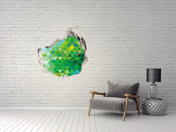 Vinilo adhesivo efecto agujero 3d para casa Paisaje verde en un agujero en la pared.