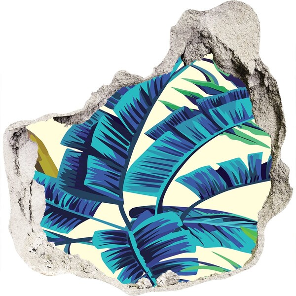 Vinilo decorativo boquete pared irregular Vegetación tropical en un agujero en la pared