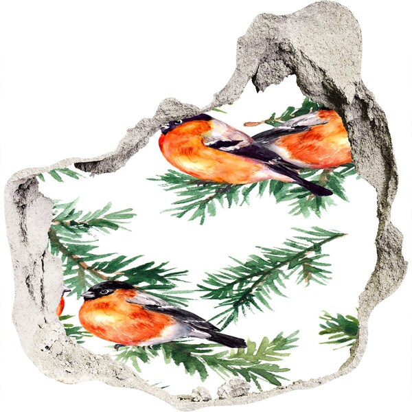 Vinilo adhesivo efecto agujero 3d para casa Pájaros sobre un fondo verde