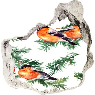 Vinilo adhesivo efecto agujero 3d para casa Pájaros sobre un fondo verde