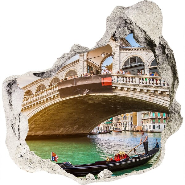 Vinilo decorativo boquete pared irregular Puente de Rialto en Venecia