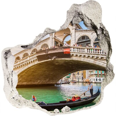 Vinilo decorativo boquete pared irregular Puente de Rialto en Venecia