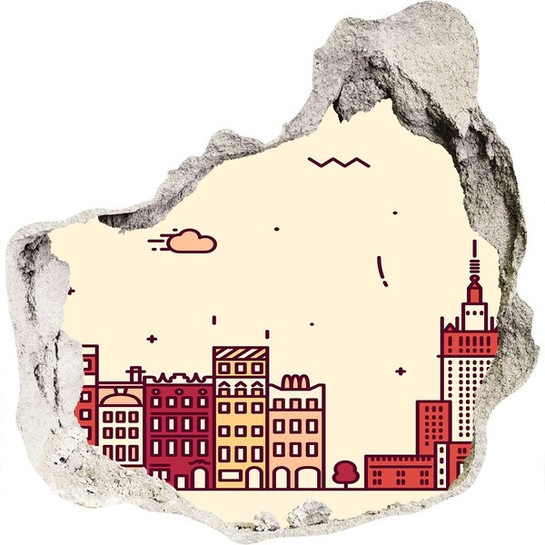 Pegatina efecto 3d pared rota decorativa La ciudad detrás del muro