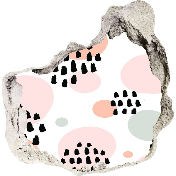 Pegatina efecto 3d pared rota decorativa Un agujero en la pared con manchas de colores.