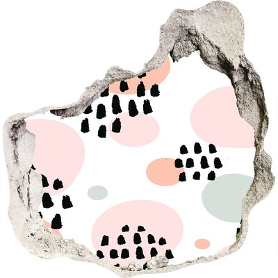 Pegatina efecto 3d pared rota decorativa Un agujero en la pared con manchas de colores.