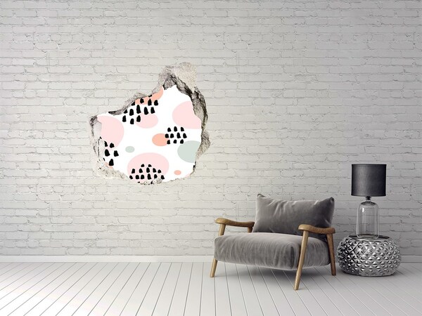 Pegatina efecto 3d pared rota decorativa Un agujero en la pared con manchas de colores.