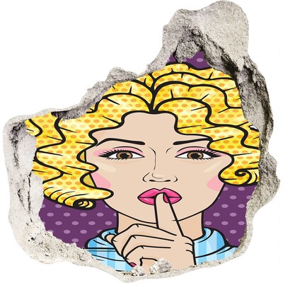 Pegatina efecto 3d pared rota decorativa Una mujer con una sonrisa misteriosa.