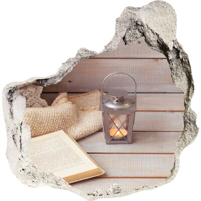 Fototapeta dziura na ścianę 3d Przytulny kącik z lampionem