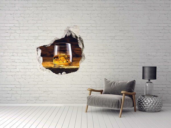 Pegatina pared rota trampantojo decorativo Un vaso de whisky con hielo