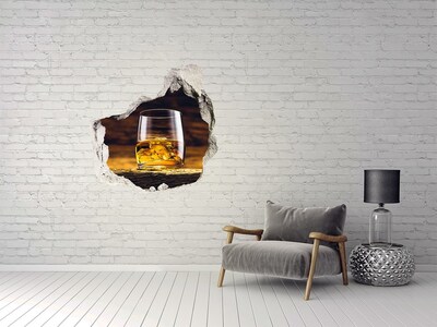 Pegatina pared rota trampantojo decorativo Un vaso de whisky con hielo