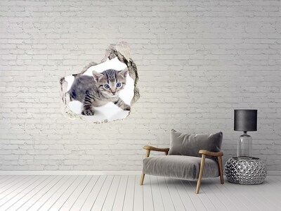 Vinilo adhesivo efecto agujero 3d para casa Gatito en un agujero en la pared