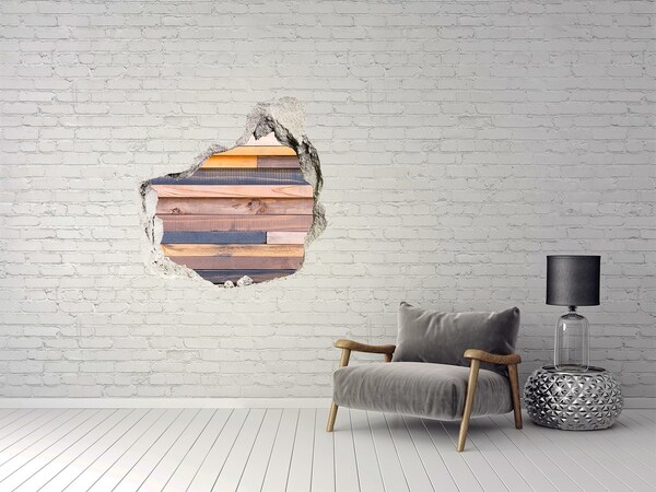 Pegatina efecto 3d pared rota decorativa Pared de madera a través de un agujero