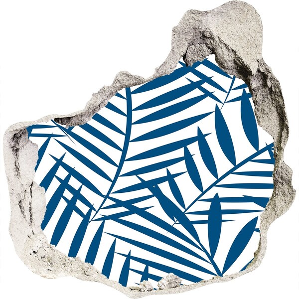 Pegatina pared rota trampantojo decorativo Hojas tropicales en un agujero en la pared.