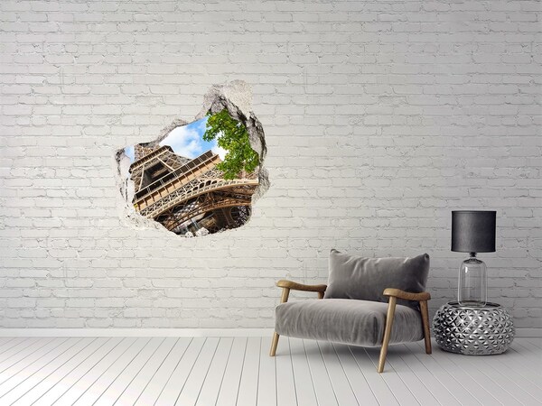 Vinilo adhesivo efecto agujero 3d para casa La Torre Eiffel en París