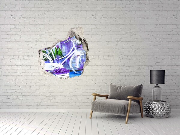 Naklejka dziura na ścianę Rower w ogrodzie pełnym kwiatów