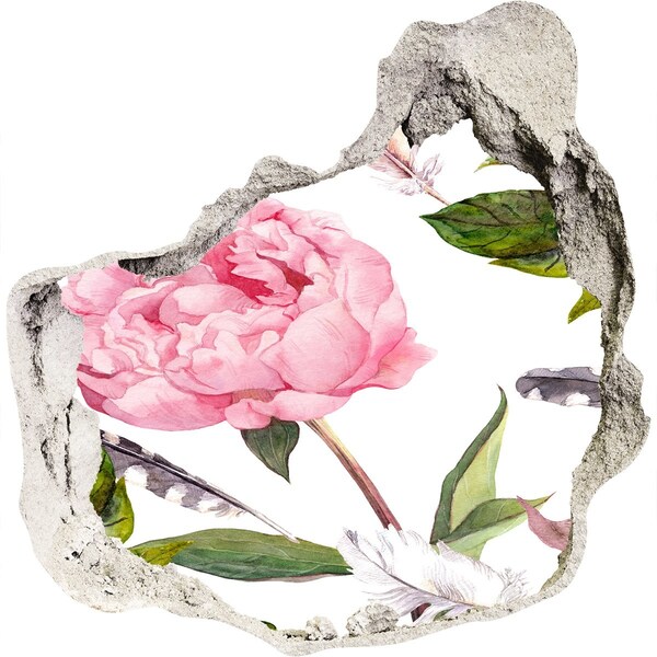 Pegatina pared rota trampantojo decorativo Mural de flores a través de un agujero en la pared