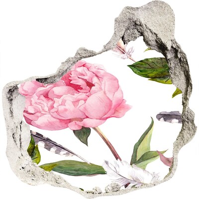 Pegatina pared rota trampantojo decorativo Mural de flores a través de un agujero en la pared