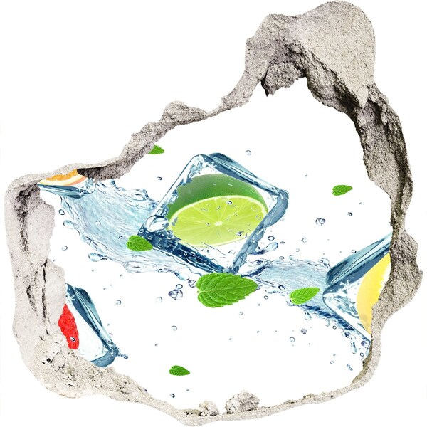 Pegatina efecto 3d pared rota decorativa Un cóctel refrescante en un ambiente veraniego.