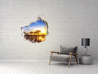 Vinilo adhesivo efecto agujero 3d para casa Atardecer en los trópicos