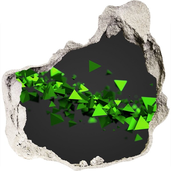 Vinilo decorativo boquete pared irregular Geometría verde en un agujero en la pared