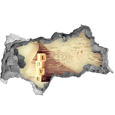 Vinilo decorativo boquete pared irregular Amor en un muro roto