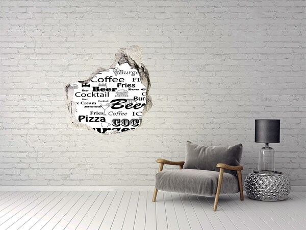 Pegatina efecto 3d pared rota decorativa Caos culinario