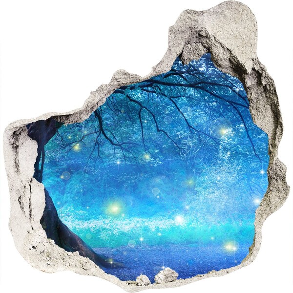 Pegatina efecto 3d pared rota decorativa Bosque mágico a la luz de la luna