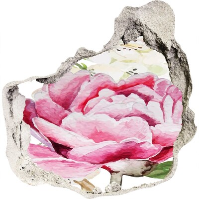 Pegatina efecto 3d pared rota decorativa Paisaje floral de un agujero en la pared