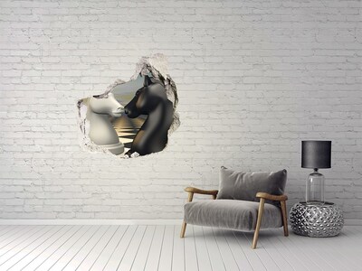 Pegatina efecto 3d pared rota decorativa Confrontación de ajedrez