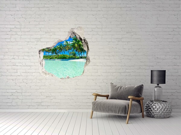 Vinilo adhesivo efecto agujero 3d para casa Oasis tropical junto al mar