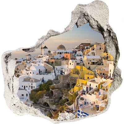 Vinilo adhesivo efecto agujero 3d para casa Santorini en Grecia