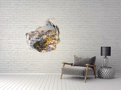 Vinilo adhesivo efecto agujero 3d para casa Santorini en Grecia