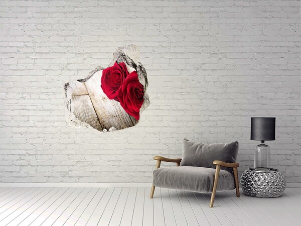 Vinilo decorativo boquete pared irregular Rosas en hormigón