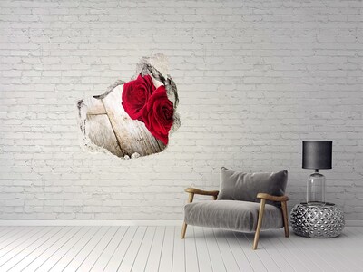 Vinilo decorativo boquete pared irregular Rosas en hormigón
