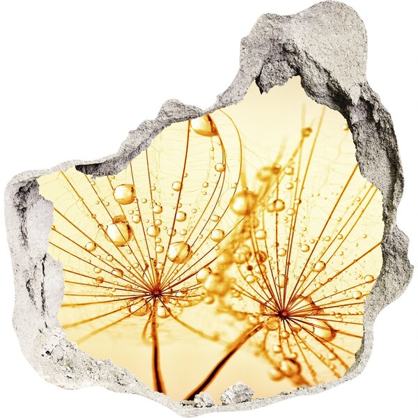 Pegatina efecto 3d pared rota decorativa Flores doradas en hormigón