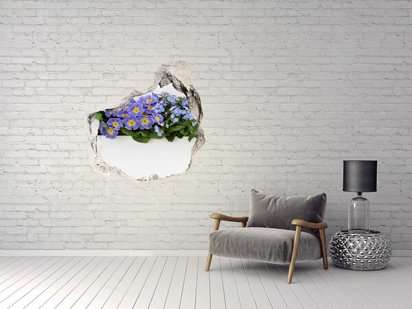 Vinilo adhesivo efecto agujero 3d para casa Flores en un agujero en la pared