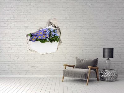 Vinilo adhesivo efecto agujero 3d para casa Flores en un agujero en la pared